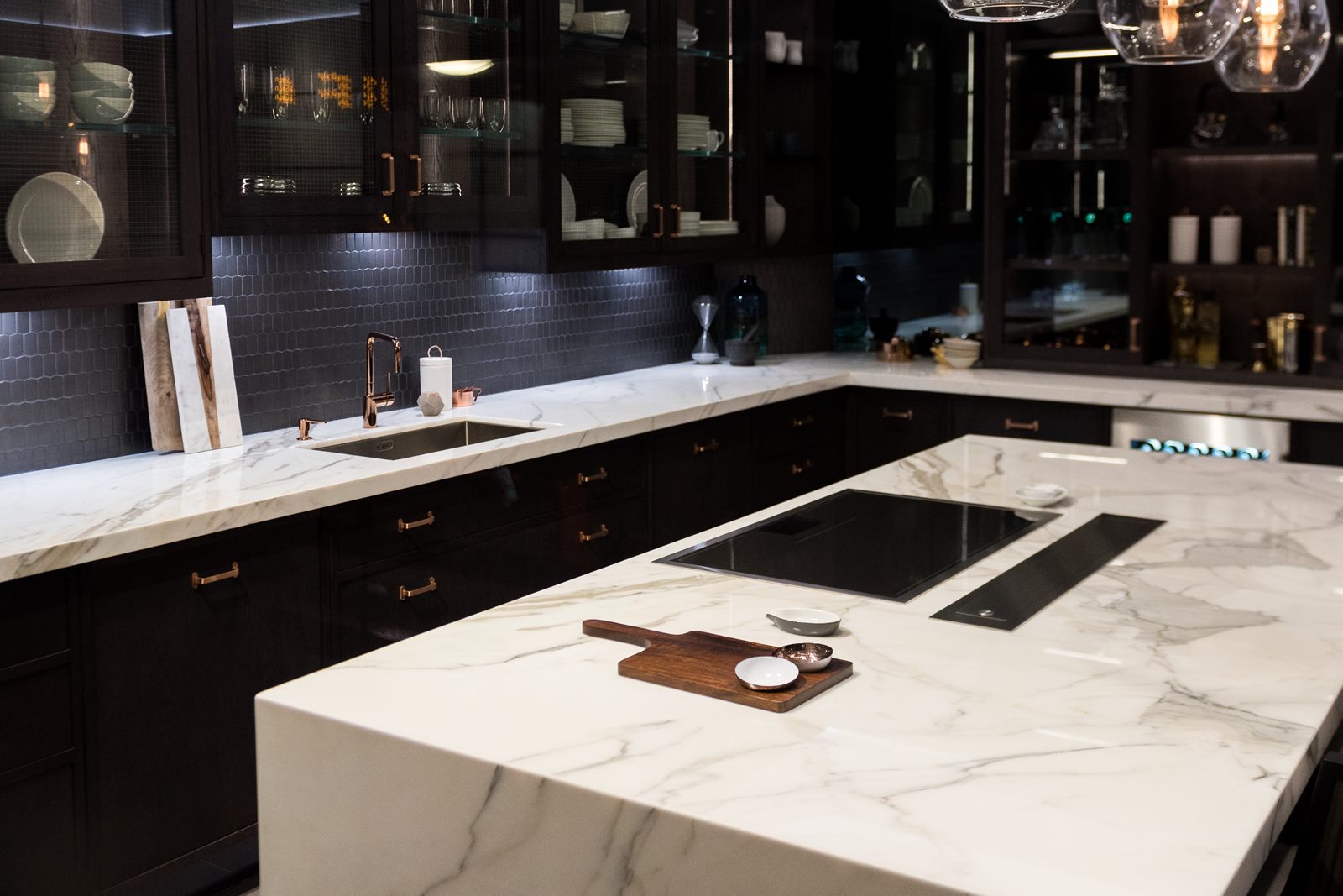 modern kitchen with marble counter